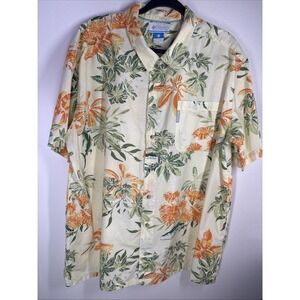 Columbia Cotton Men XL Hawaiian Floral Button Short Sleeve Shirt Fishing